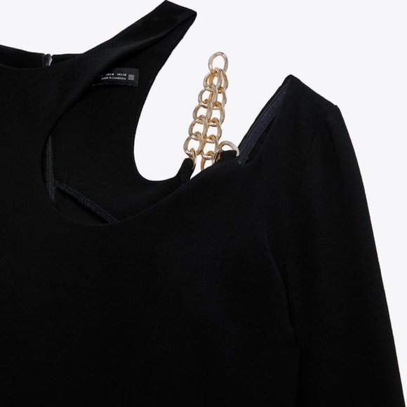 Zara Black Dress with Gold Chain - Picture 7 of 15